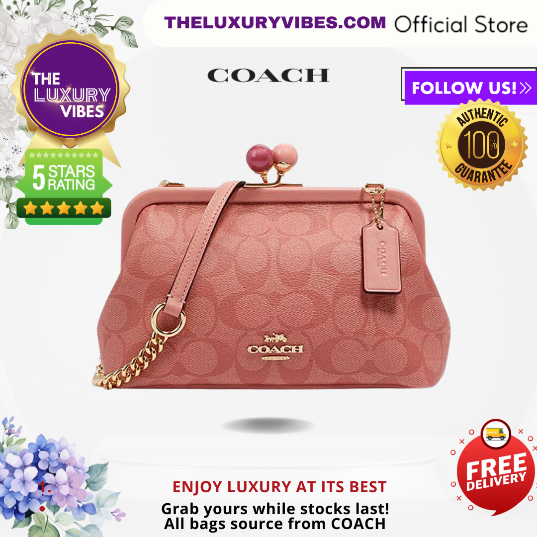 COACH Nora Kisslock Crossbody In Signature Canvas-Candy Pink