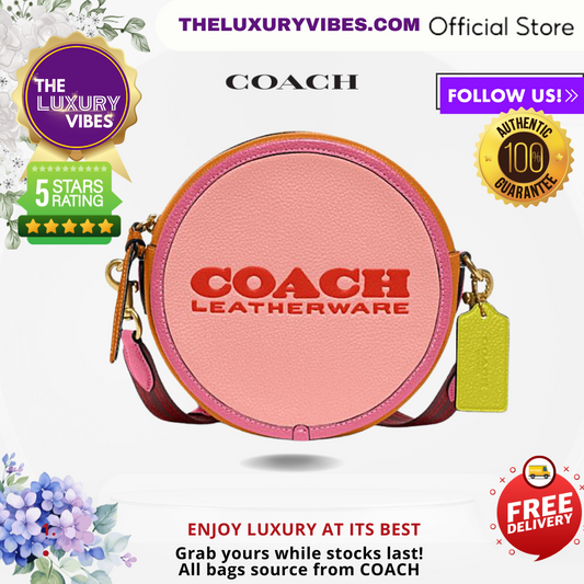 COACH Kia Circle Bag In Colorblock-Pink/Orange