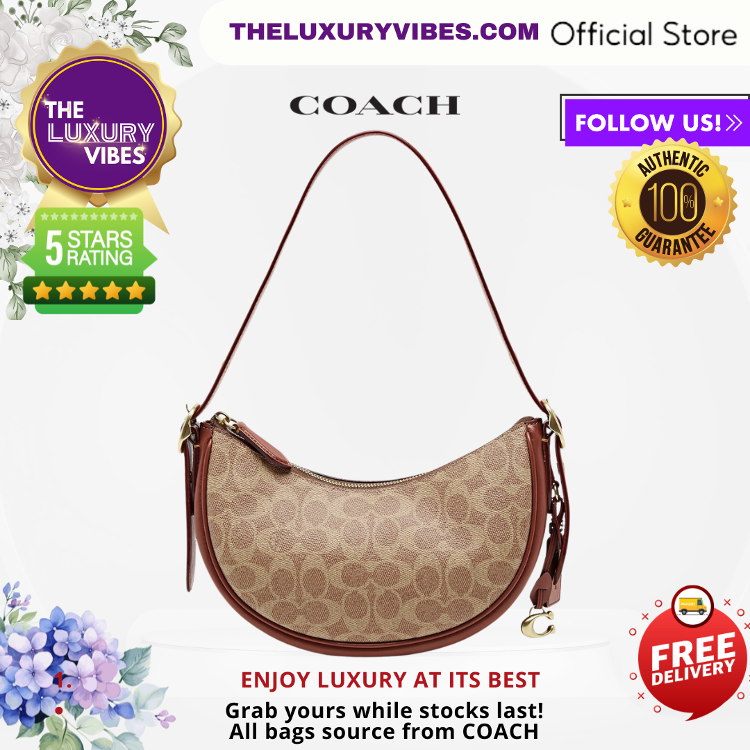 COACH Luna Shoulder Bag in Signature Canvas  in Tan CC440