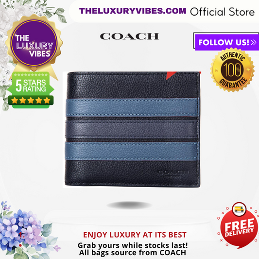 Coach Men 3-in-1 Wallet with Varsity Stripe - Midnight Navy F24649