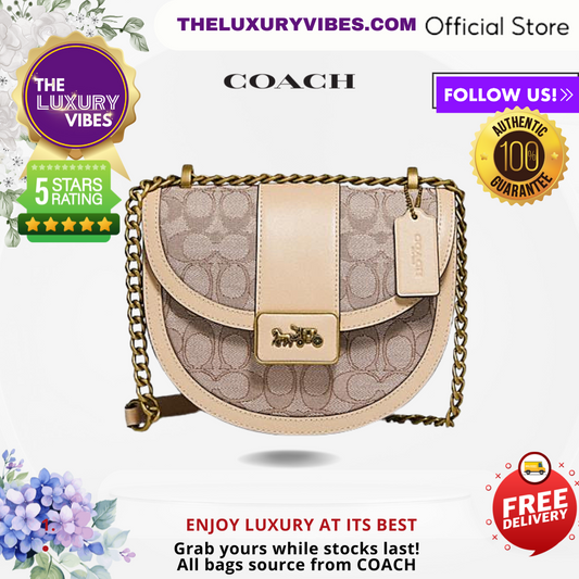 COACH Alie Saddle bag In Signature Jacquard in stone ivory C3464