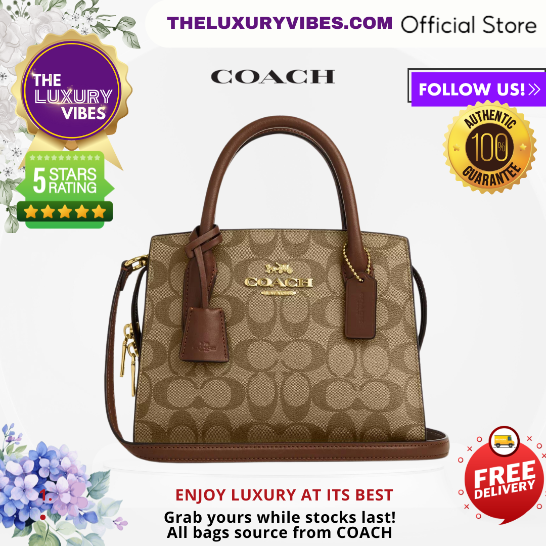 COACH Andrea Carryall in Signature Canvas Khaki CP083