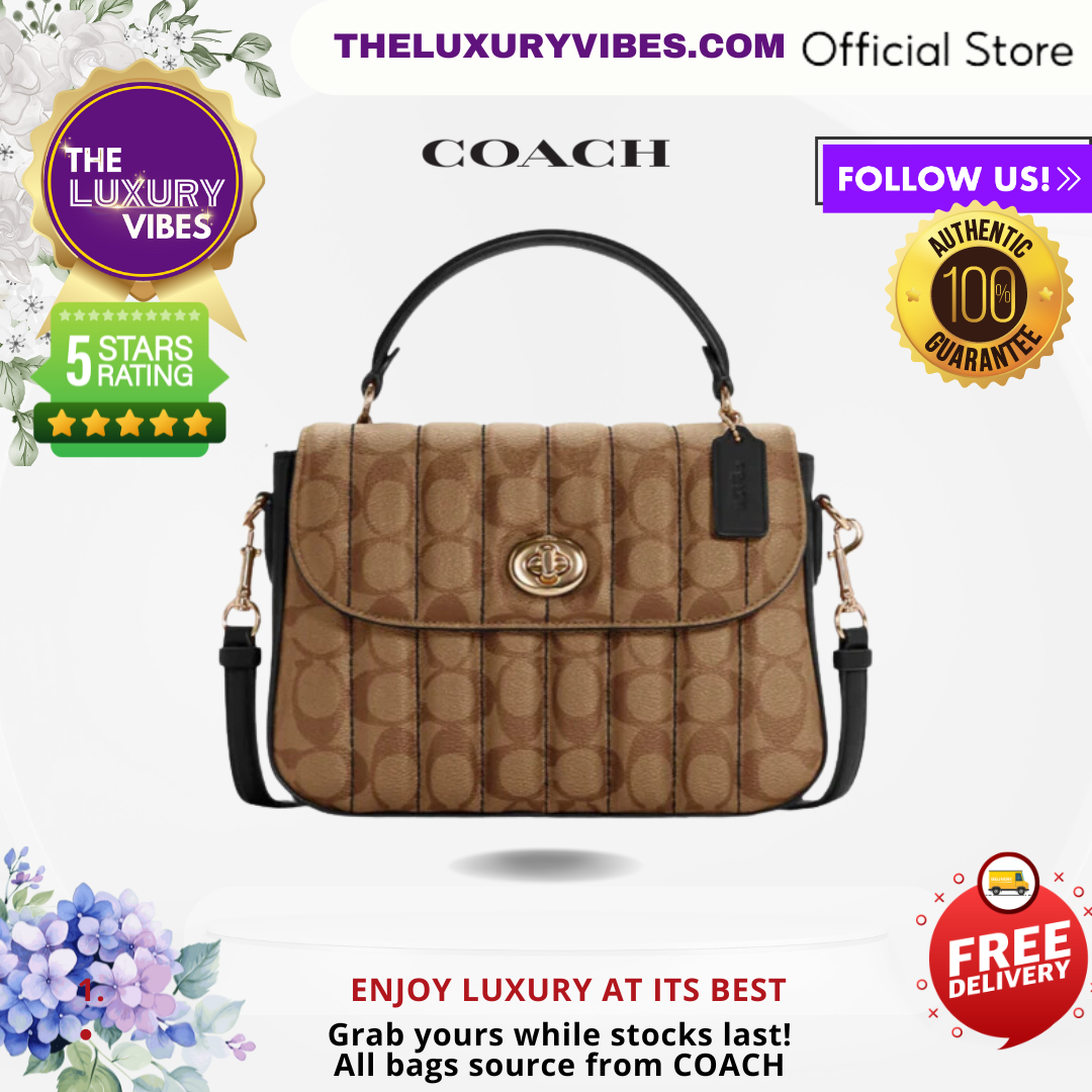 COACH Marlie Top Handle Satchel with Quilting Khaki C5645