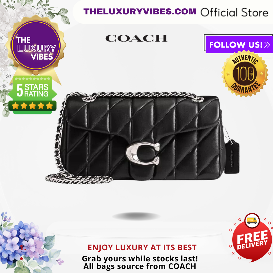 COACH Tabby Shoulder Bag 26 with Quilting in Black and Silver