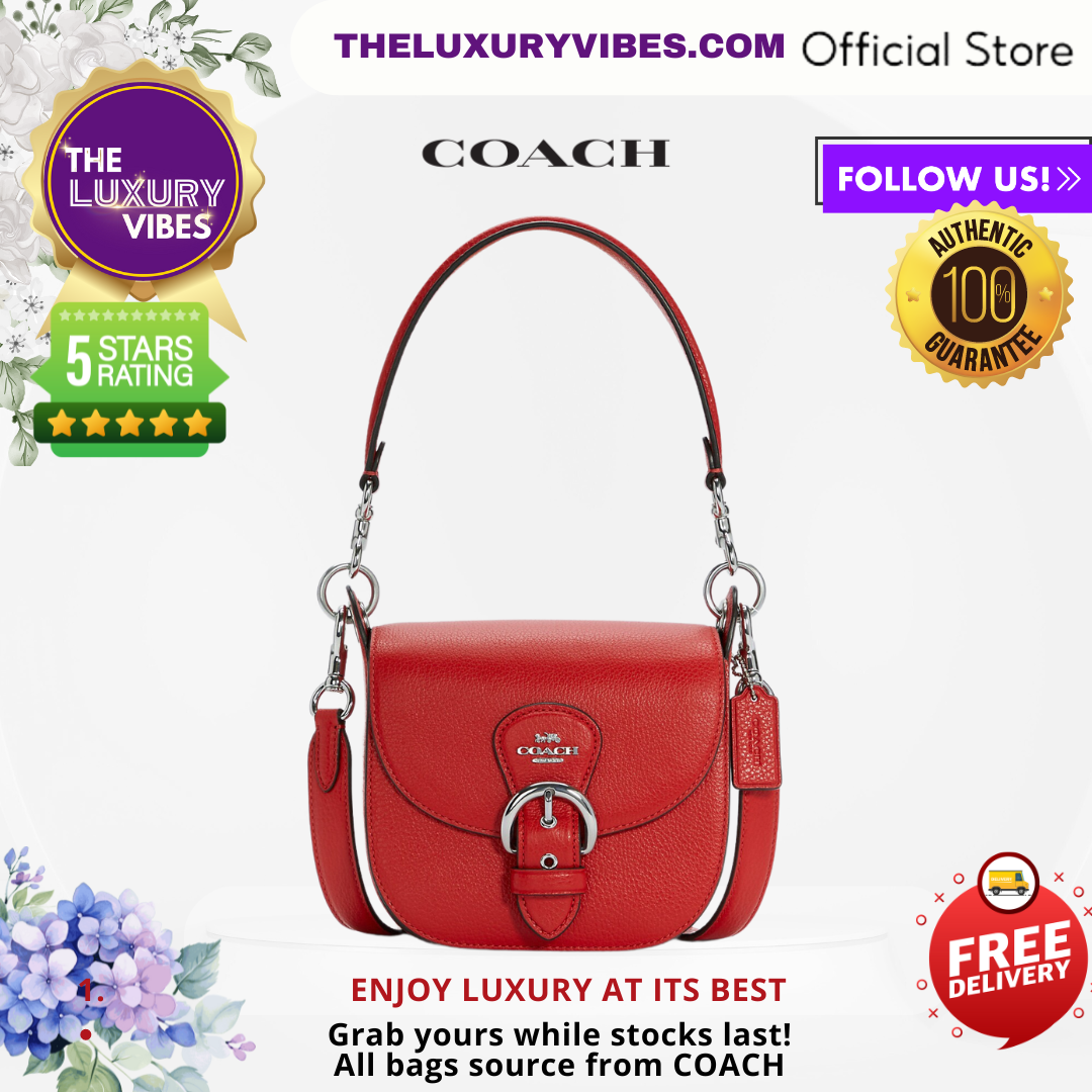 COACH Kleo Shoulder Bag 17-Silver/Bright Poppy(Red)