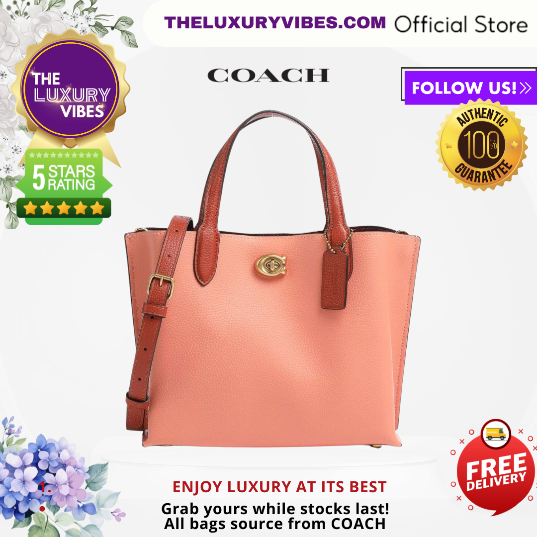 COACH Willow Tote 24 in Colorblock Light Coral Multi C8561