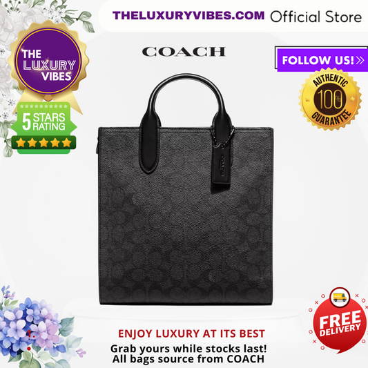 COACH Gotham Tall Tote 24 in signature canvas black CC096