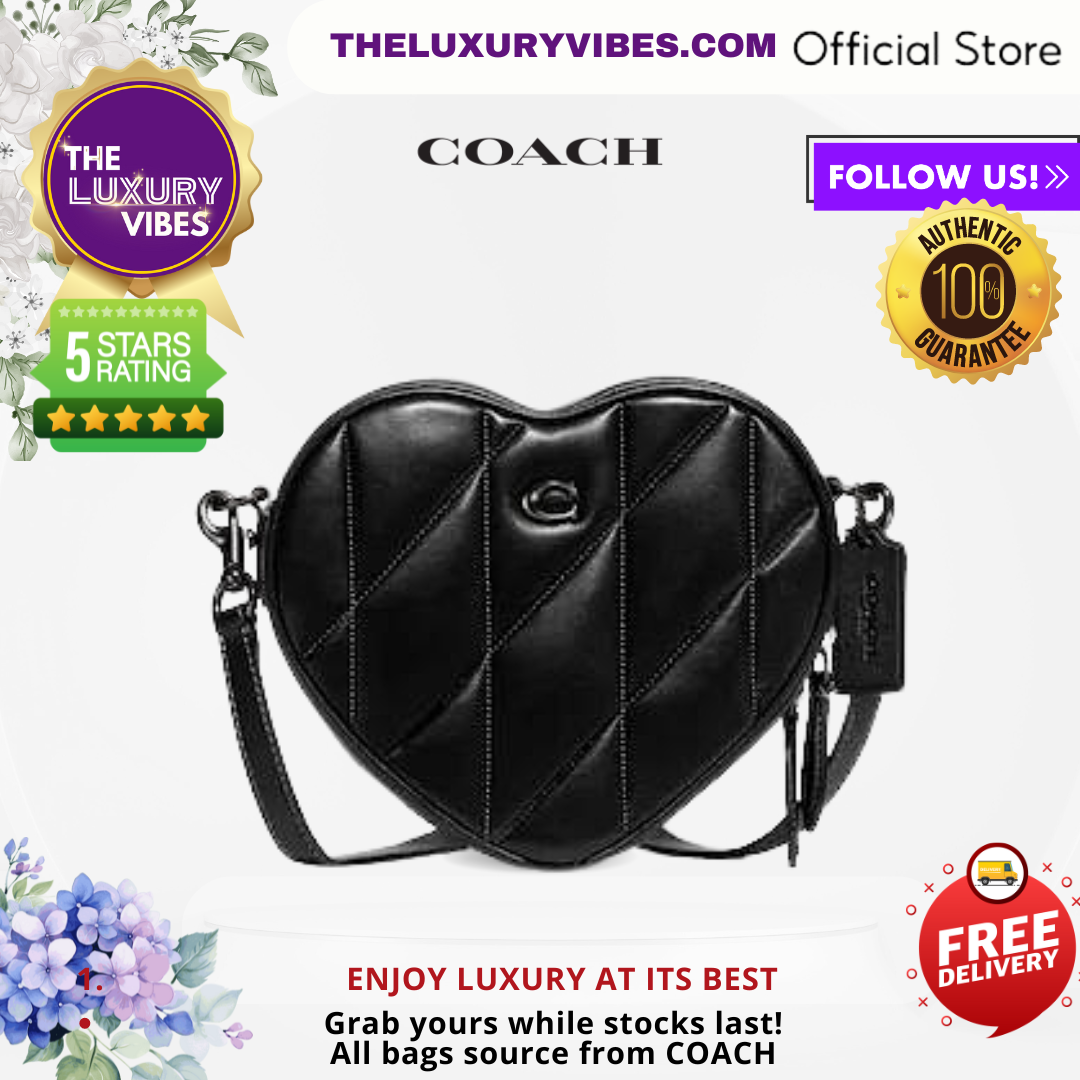 Coach Heart Crossbody Quilt in Black