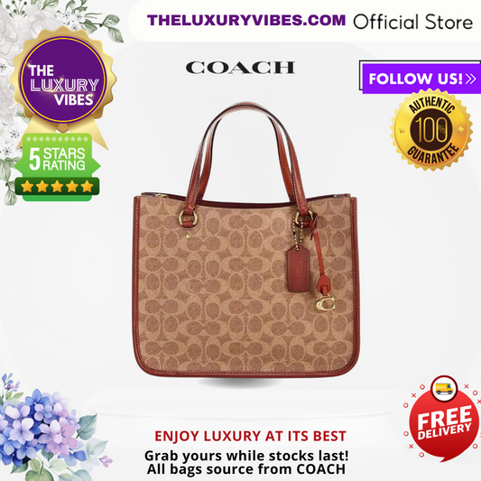 COACH Tyler Carryall 28 in Signature Canvas Tan/Rust C2591