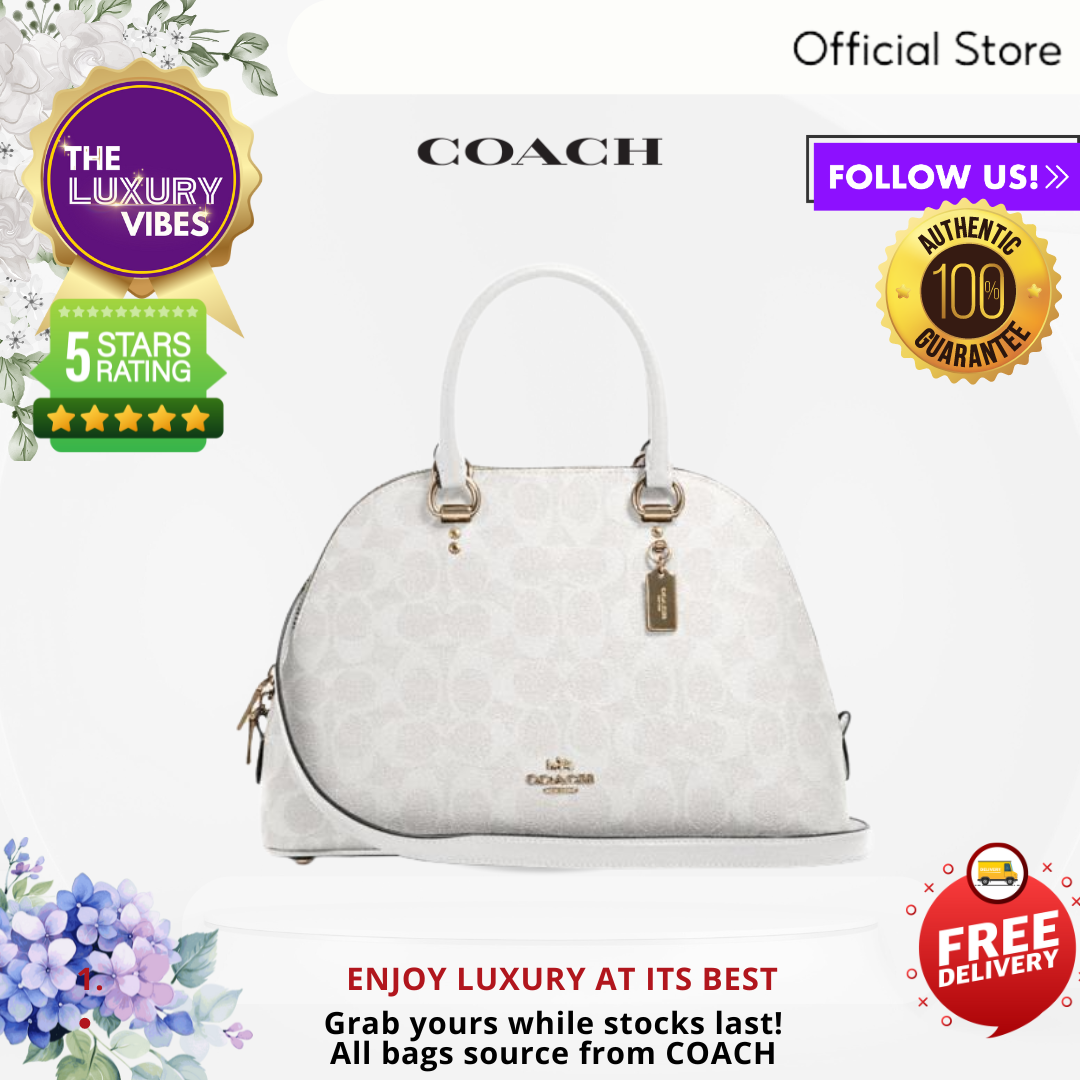 COACH Katy Satchel in Signature Canvas Glacier White 2558