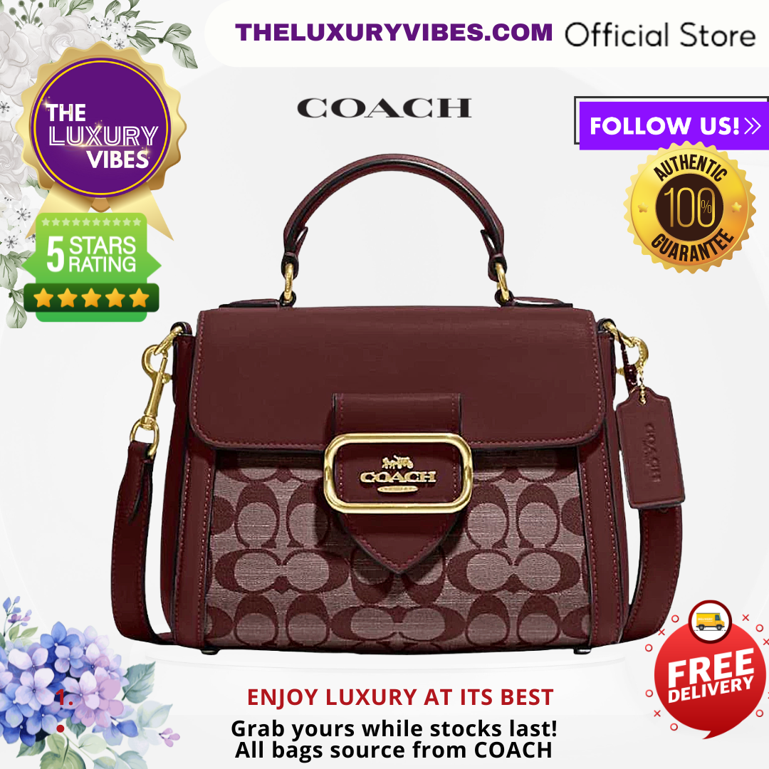 COACH Morgan Top Handle Satchel in Signature Chambray in Wine Multi CH142