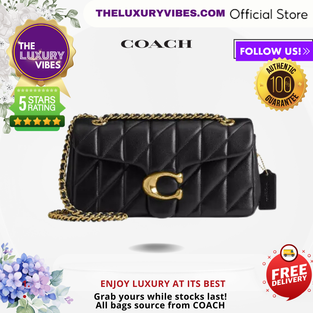 COACH Tabby Shoulder Bag 26 with Quilting in Black and Gold