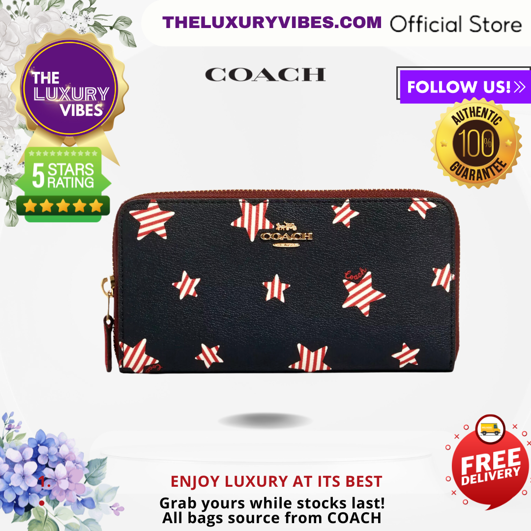 COACH Accordion Zip Wallet with Americana Star Print 3116