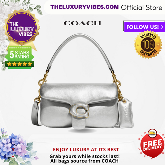 COACH Pillow Tabby Shoulder Bag 18 Metallic Silver C3880