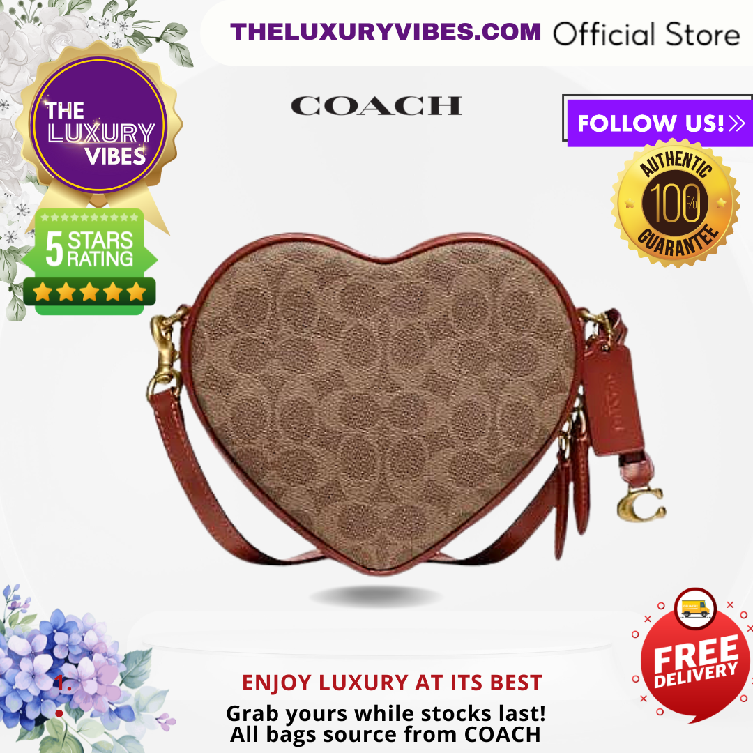 Coach Heart Crossbody Signature Tan Rust