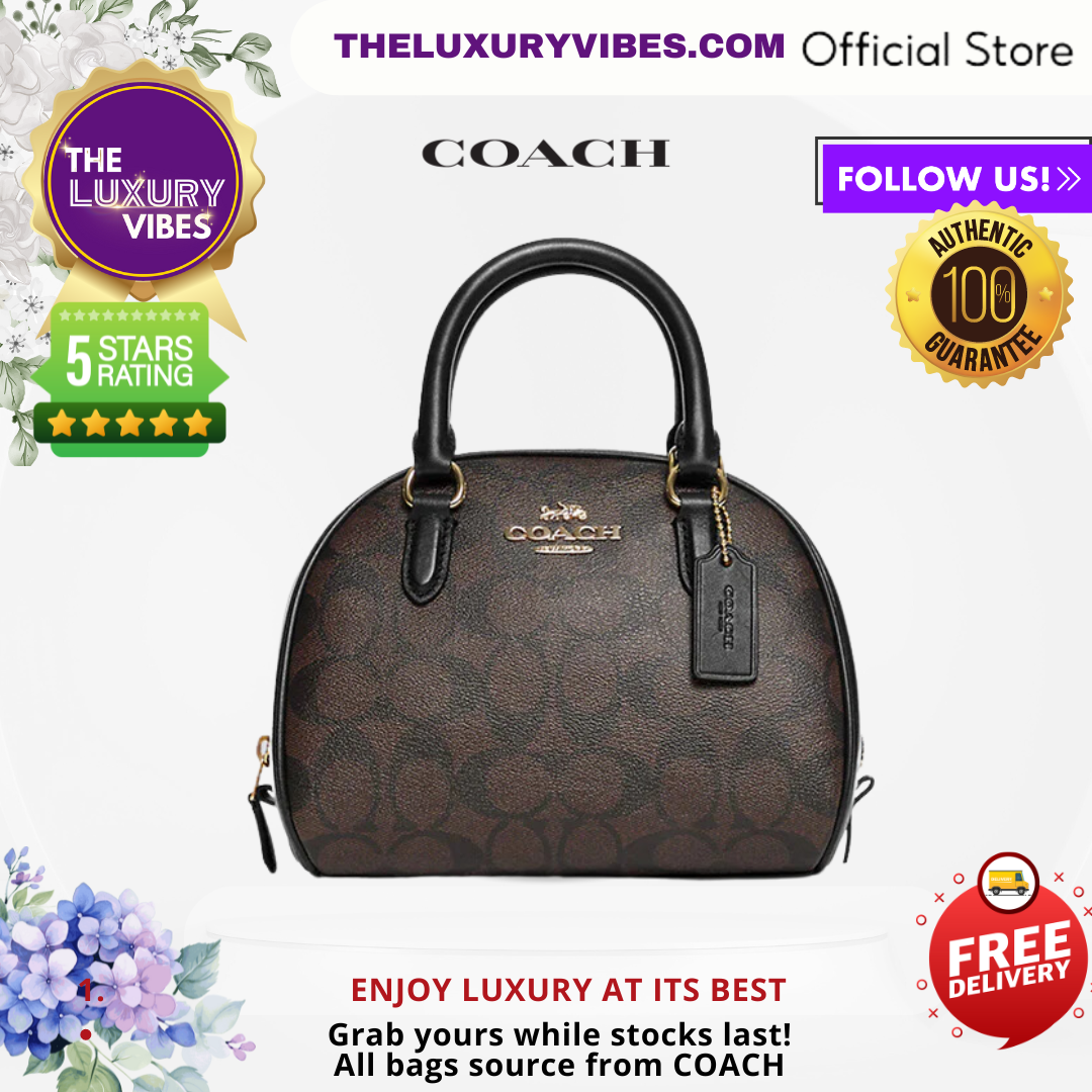 COACH Sydney Satchel in Signature Canvas Brown Black CA591