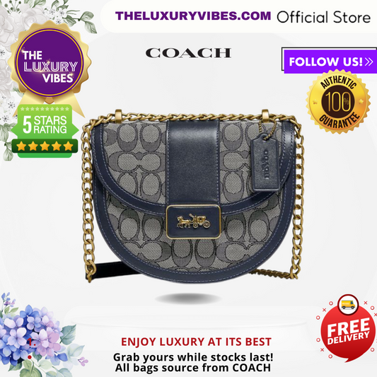 COACH Alie Saddle Bag In Signature Jacquard in Navy Blue