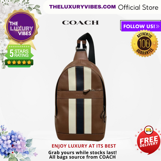 COACH Charles Pack with Varsity Stripe Saddle Brown F23215