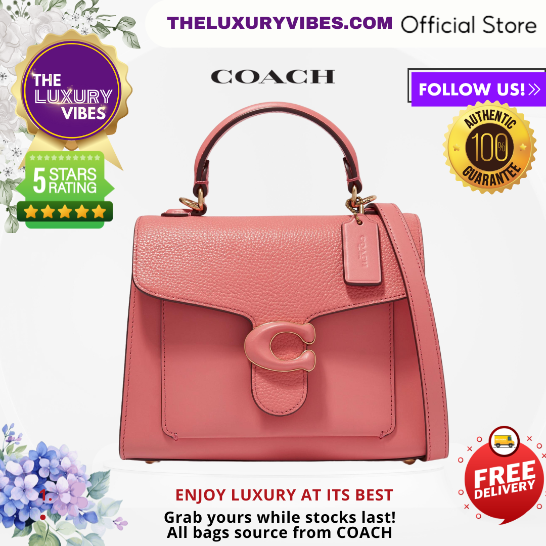 COACH Tabby Top Handle 20 Bag in Pebble Leather Pink C0773