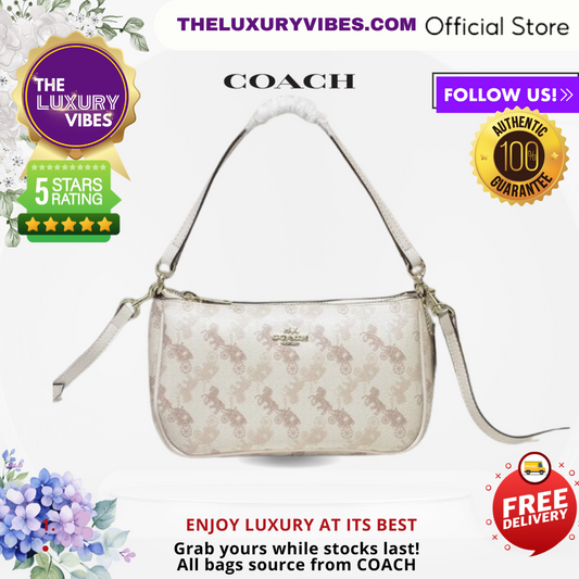 COACH Messico Top Handle Pouch bag in Horse & Carriage White