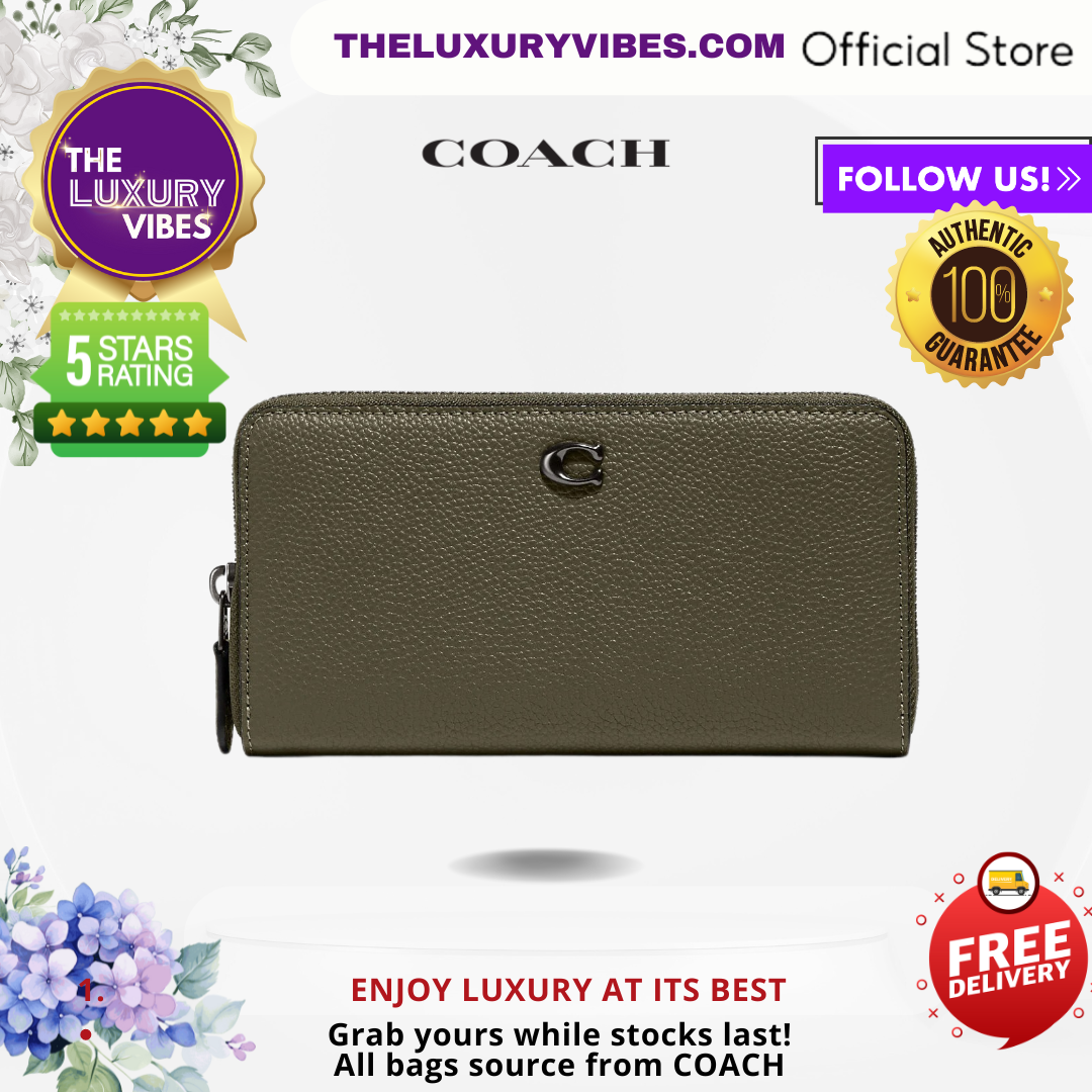 COACH Accordion Zip Wallet in Army Green CC489