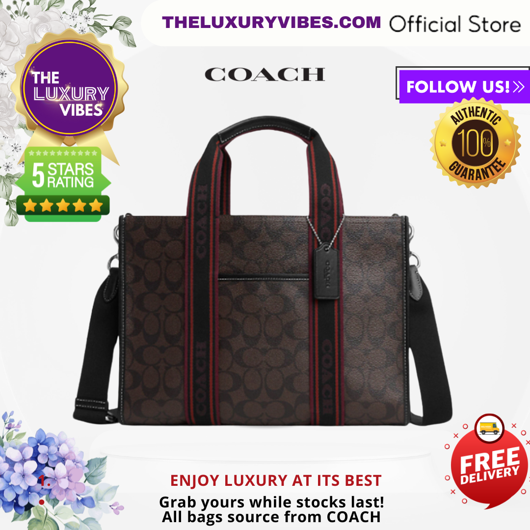 COACH Smith Tote in Signature Brown Black CN058