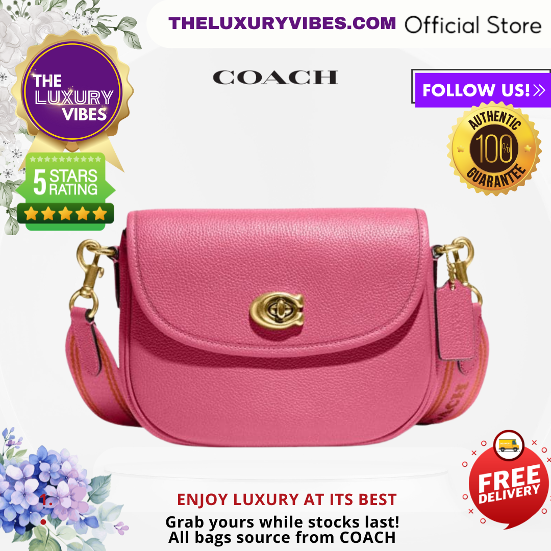 COACH Willow Saddle Bag in Pink Brass Petunia CA094