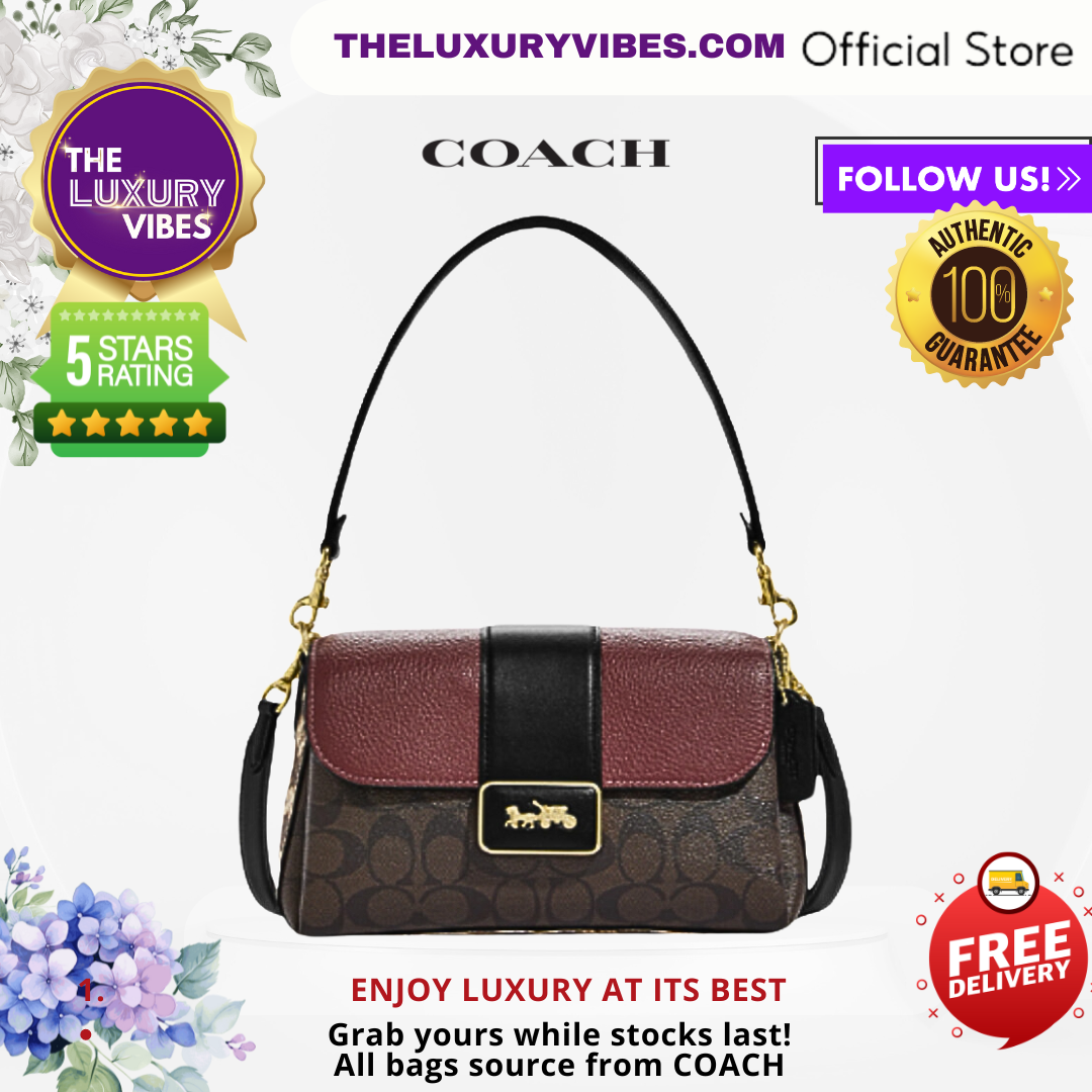 COACH Grace Shoulder Bag In Signature Canvas Brown Black Multi CC066