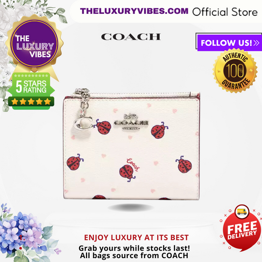 COACH Snap Card Case wallet with ladybug print 2427