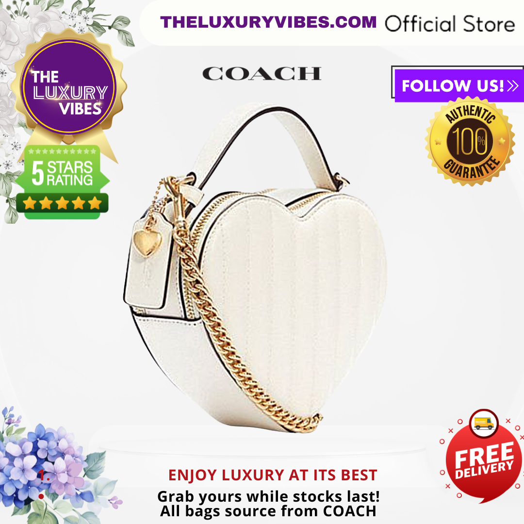 Coach Heart Crossbody Quilt in White