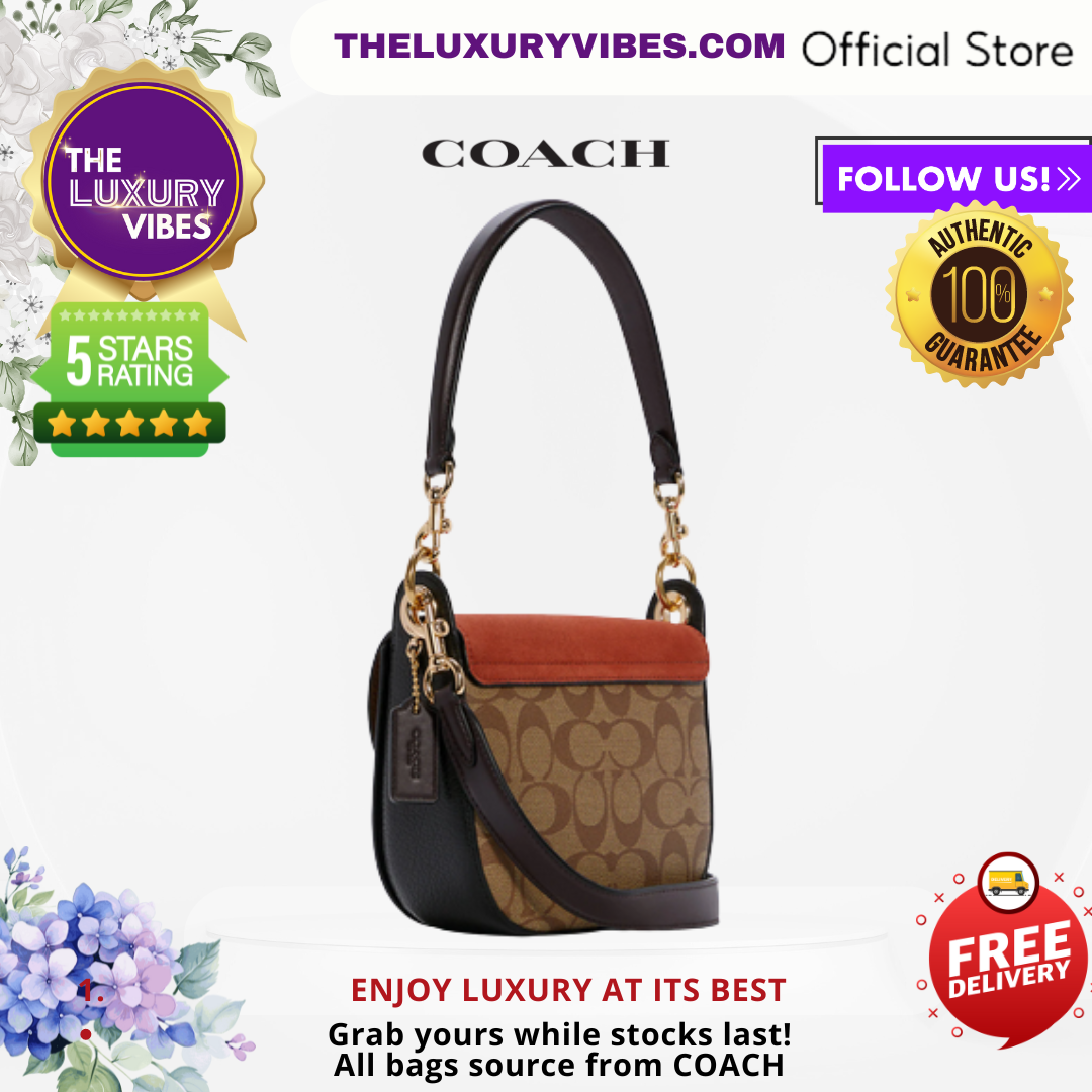 COACH  Kleo Shoulder Bag 17 In Signature Canvas-Gold/Khaki Multi-C5691