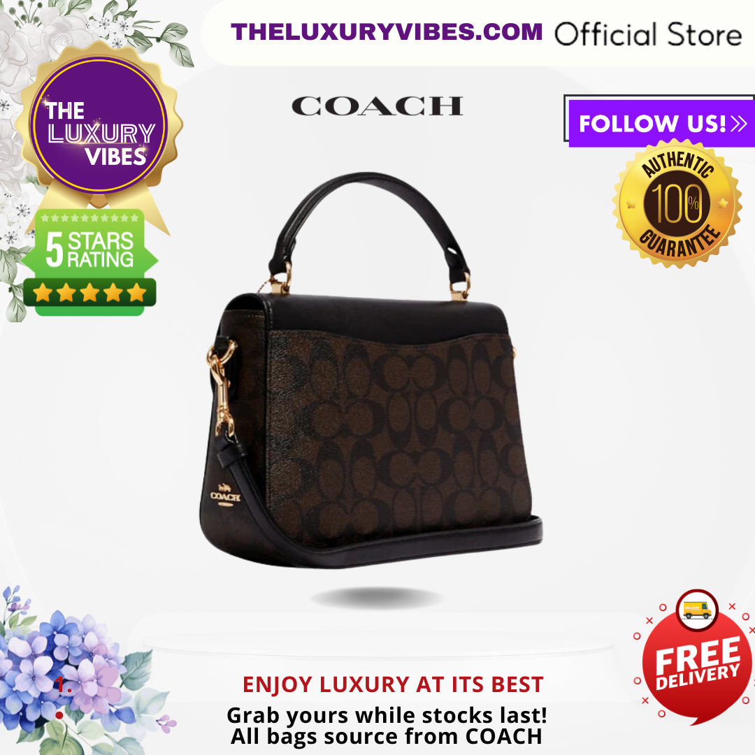 COACH Marlie Top Handle Satchel in Signature Canvas Brown Black C1765