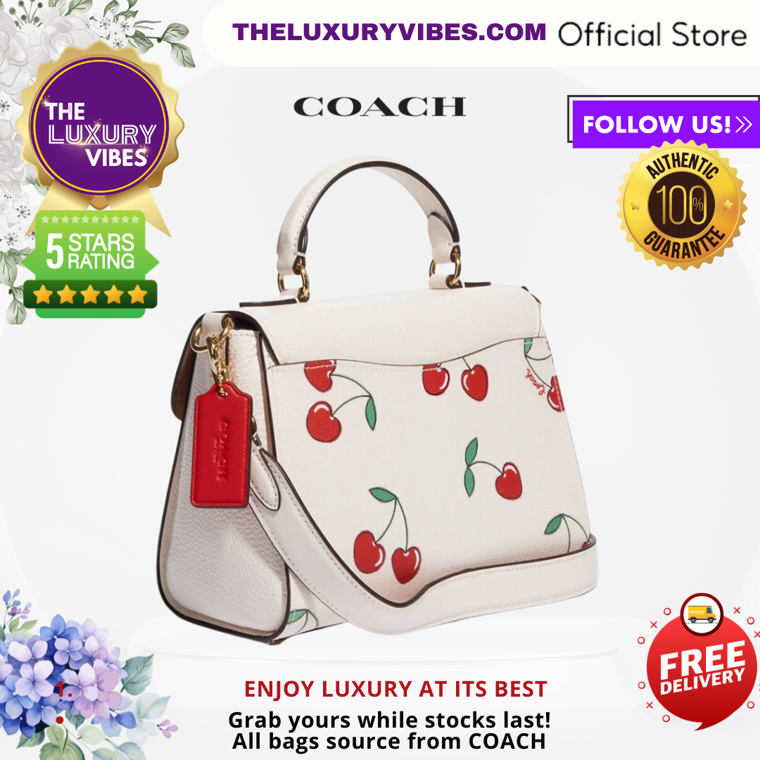 COACH Morgan Top Handle Satchel with Heart Cherry Print  CF419