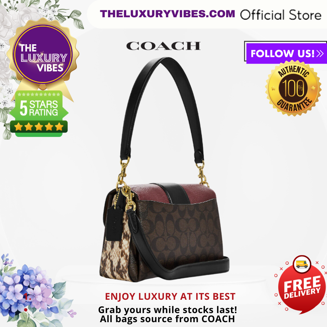 COACH Grace Shoulder Bag In Signature Canvas Brown Black Multi CC066