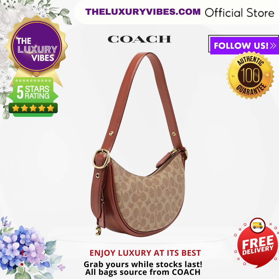 COACH Luna Shoulder Bag in Signature Canvas  in Tan CC440