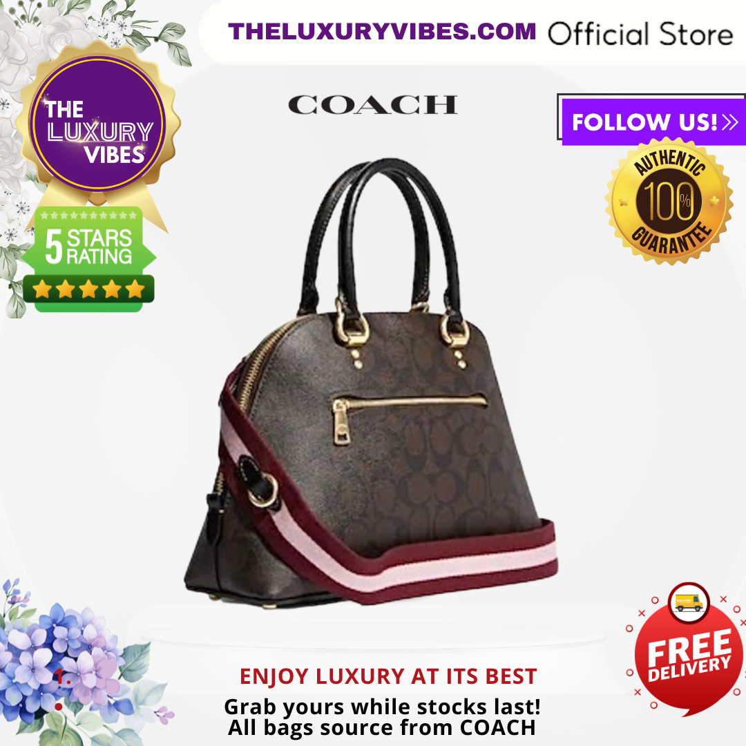 COACH Katy Satchel in Signature Canvas with Ski Patches CE594