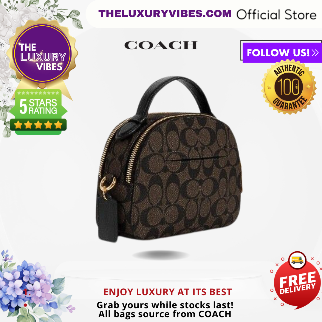 COACH Serena Satchel Signature in Brown Black