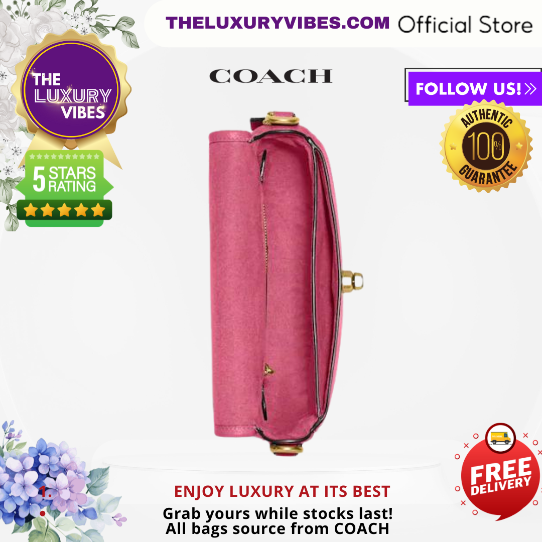 COACH Willow Saddle Bag in Pink Brass Petunia CA094