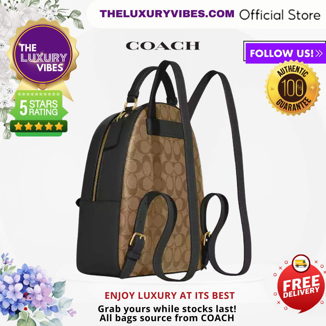 COACH Jordyn Backpack In Signature Canvas With Varsity Motif Green CB871