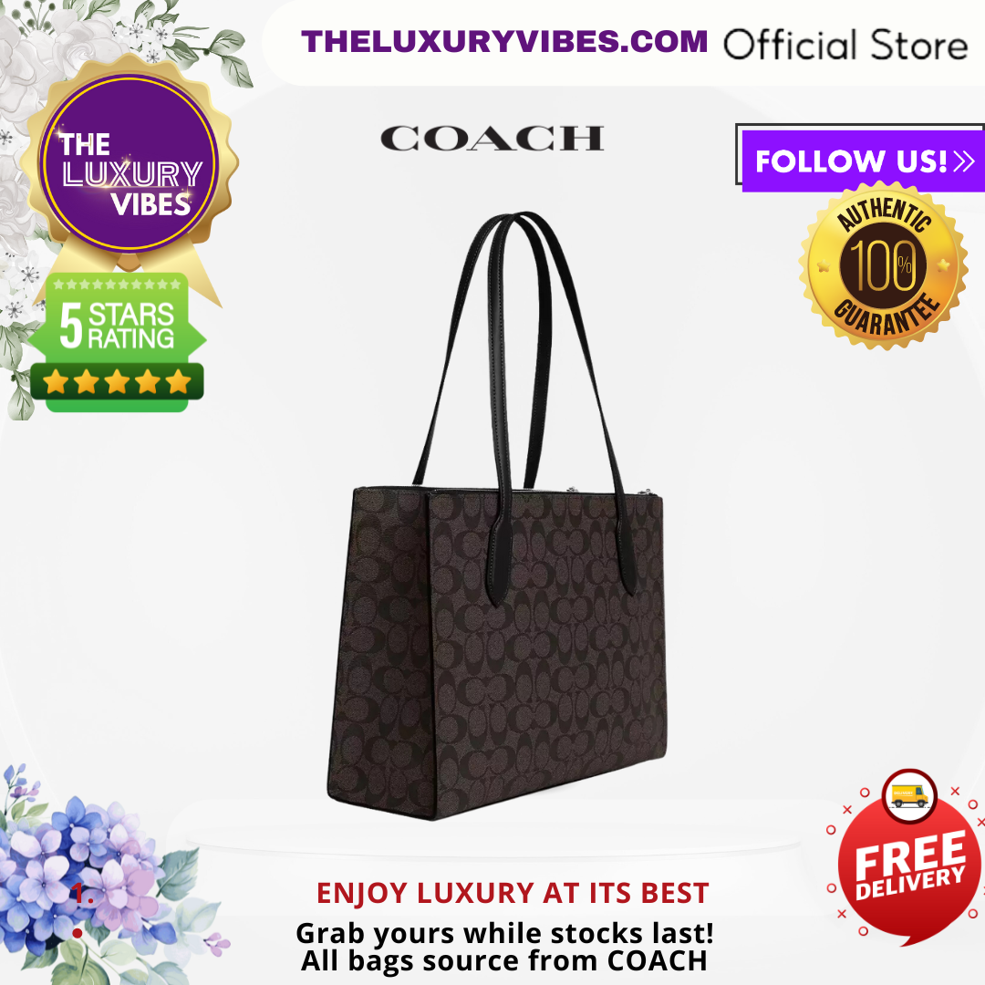 COACH Nina Tote In Signature Canvas Brown Black CL399