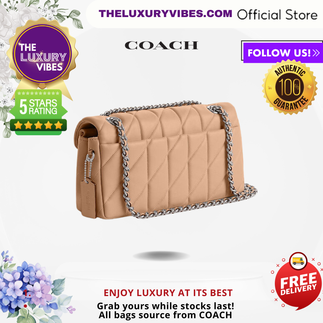 COACH Tabby Shoulder Bag 26 with Quilting in Soft Peach/ Buff