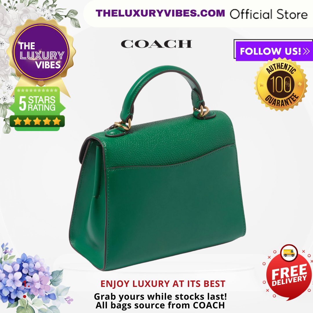 COACH Tabby Top Handle 20 Bag in Pebble Leather Green C0773