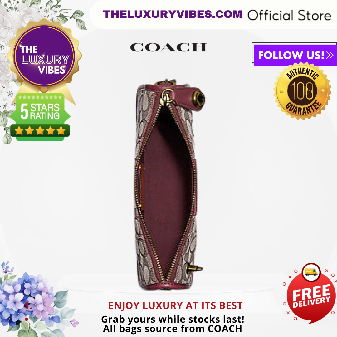 COACH Swinger Bag In Signature Jacquard-Burgundy Blk Cherry