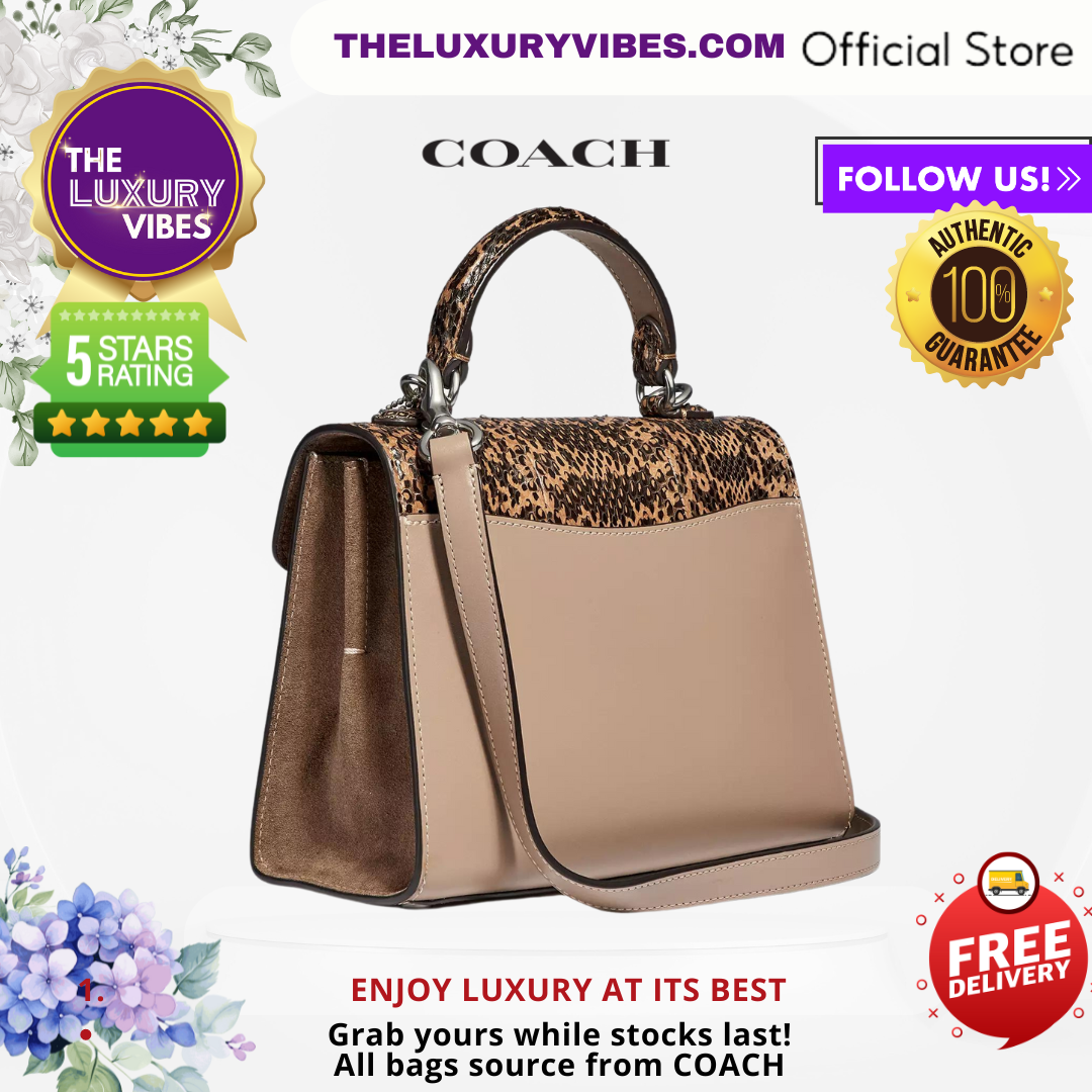 COACH Tabby Top Handle 20 in Colorblock with Snakeskin detail 3787