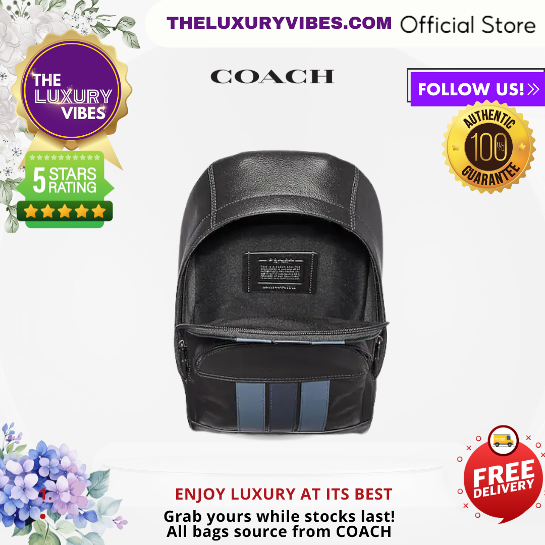 COACH Houston Pack with Varsity Stripe Midnight Navy F49318