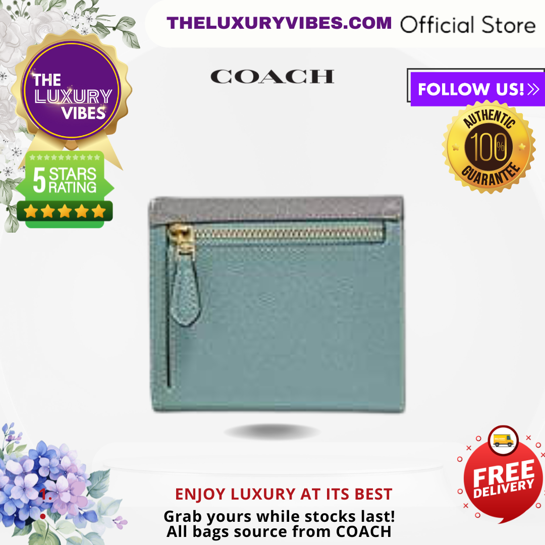 COACH Wyn Small Wallet In Colorblock-Blue/Dove Grey Multi