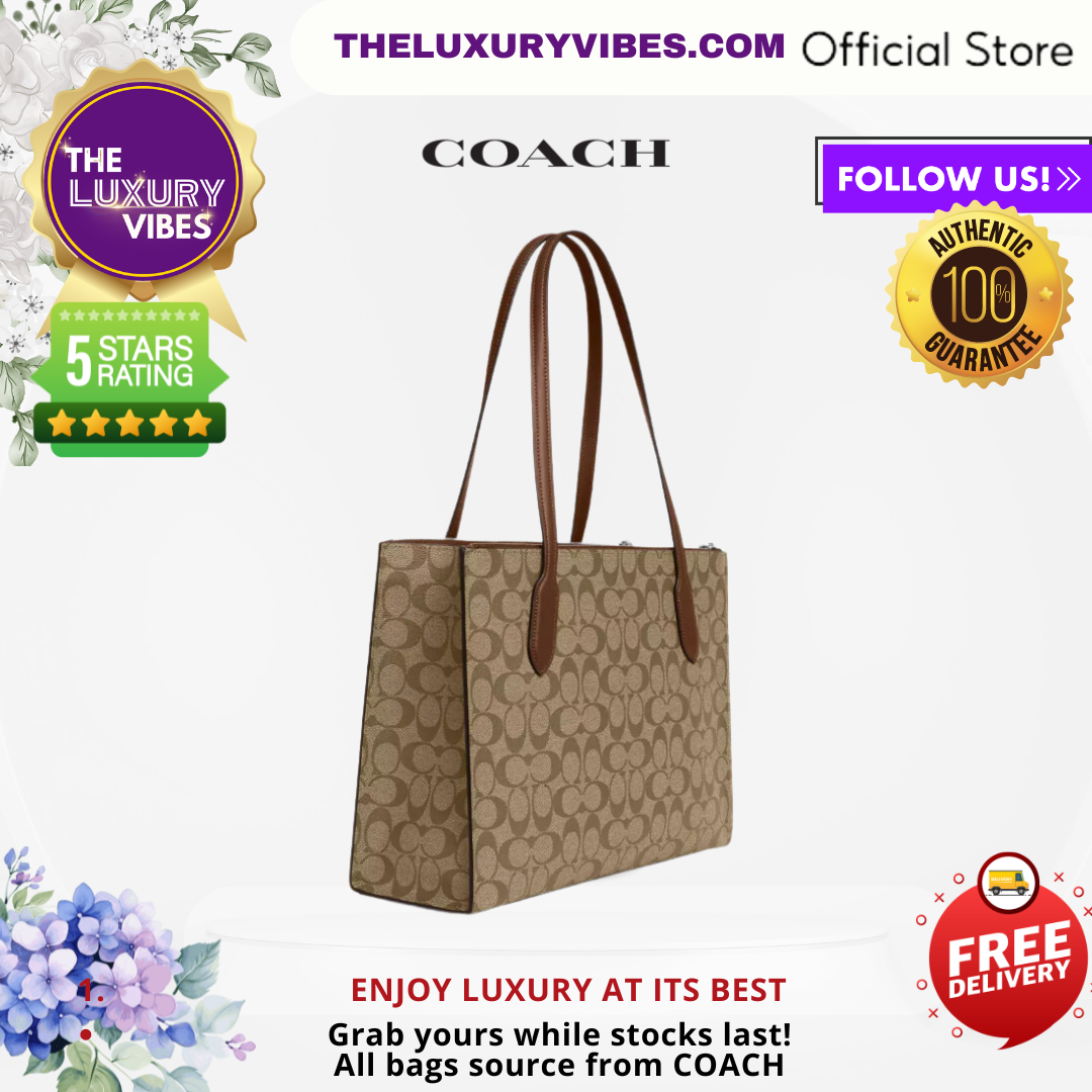 COACH Nina Tote In Signature Canvas Saddle Brown CL399