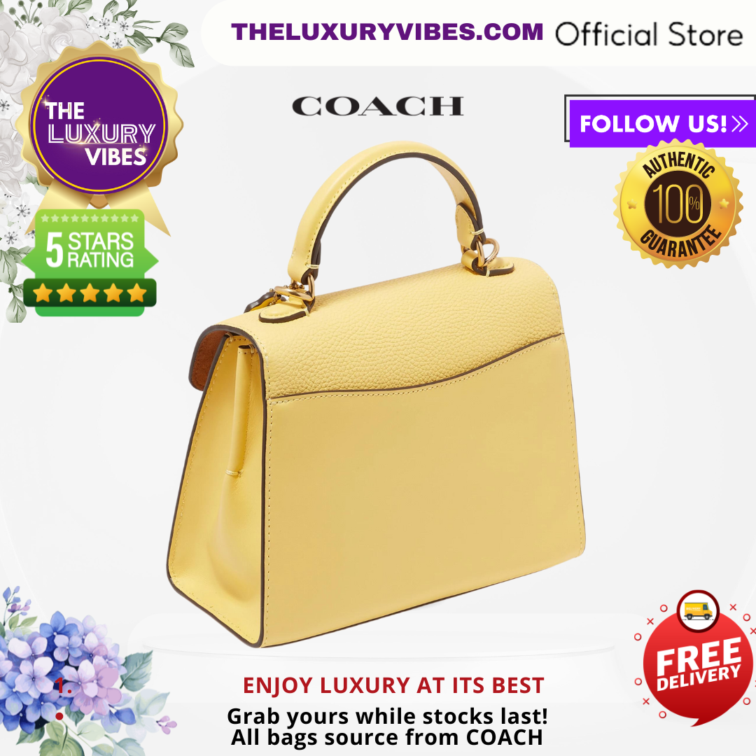 COACH Tabby Top Handle 20 Bag in Pebble Leather Yellow C0773