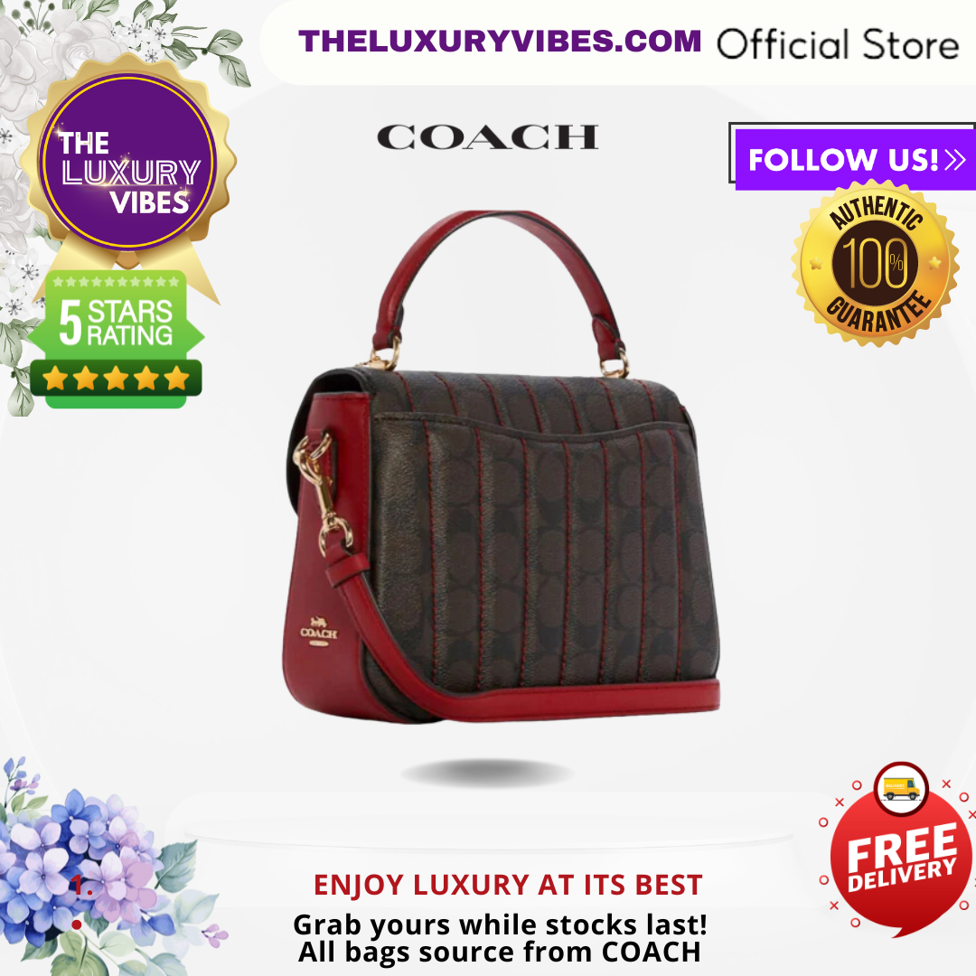 COACH Marlie Top Handle Satchel with Quilting Maroon C1565