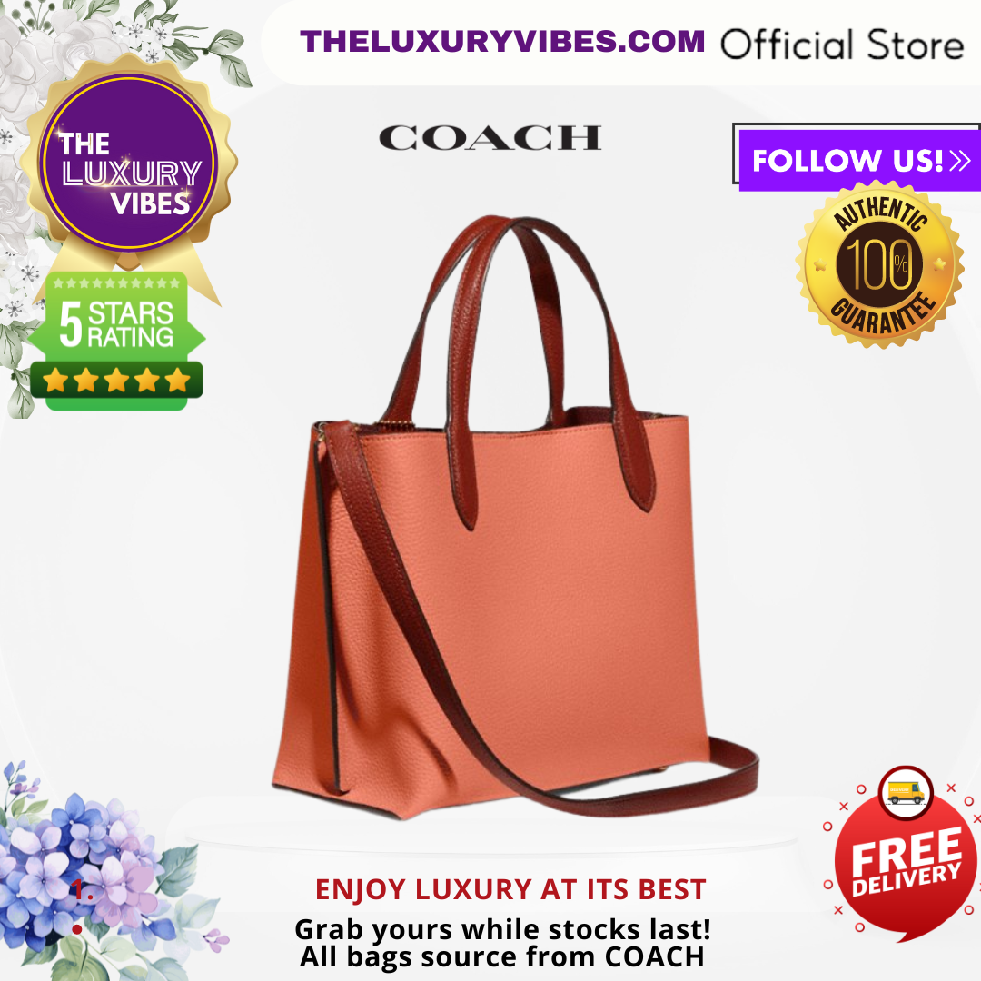 COACH Willow Tote 24 in Colorblock Light Coral Multi C8561